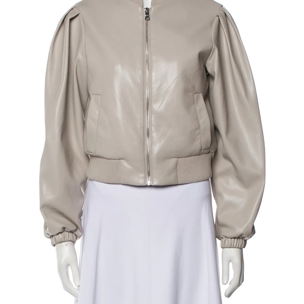 House of Harlow 1960 Gray Bomber Jacket with Puffed Sleeves